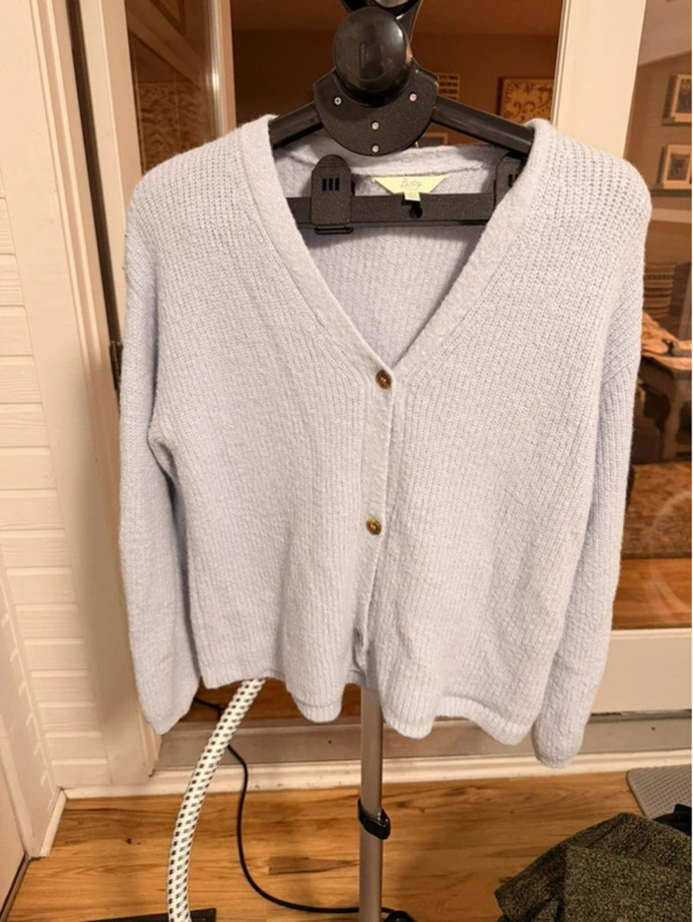 Bixby Nomad Women’s 12-14 Light Blue Fuzzy Knit Button Cardigan Sweater